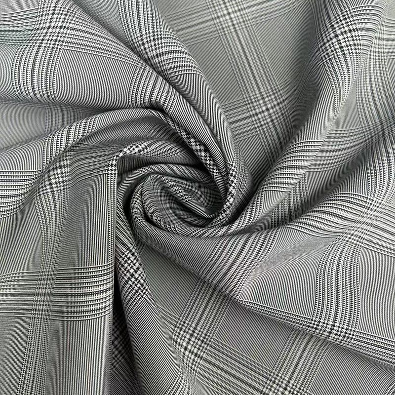 Zwart en wit raster Cationic Polyester 4 Way Stretch Stof 200D+200D+40D*2 172GSM