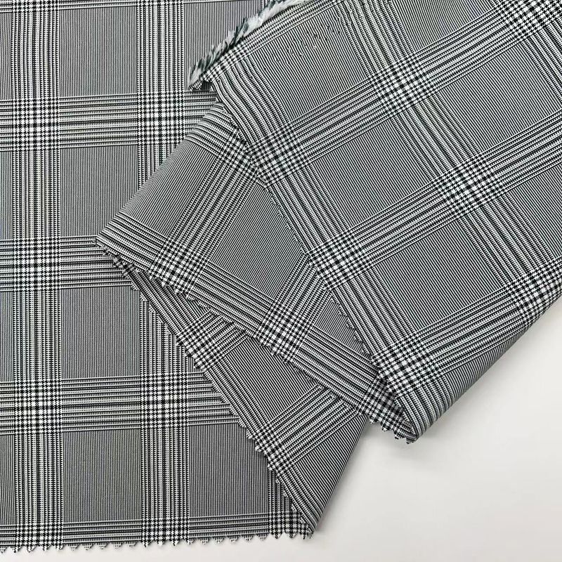 Zwart en wit raster Cationic Polyester 4 Way Stretch Stof 200D+200D+40D*2 172GSM