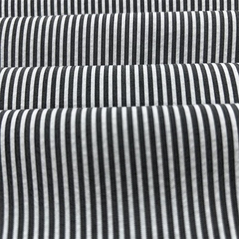 150D Cationic Recycled Polyester Verticale Streep Stof Dual Tone Effect In Broek En Onderkant