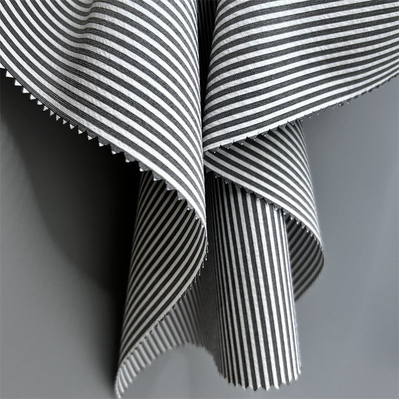150D Cationic Recycled Polyester Verticale Streep Stof Dual Tone Effect In Broek En Onderkant