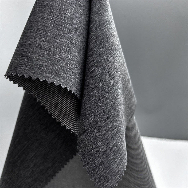 Dual Tone Pearl Dot Cationic Polyester Stof Met Vierweg Stretch Linnen-achtige Textuur Op Het Oppervlak