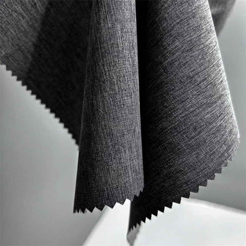 Dual Tone Pearl Dot Cationic Polyester Stof Met Vierweg Stretch Linnen-achtige Textuur Op Het Oppervlak
