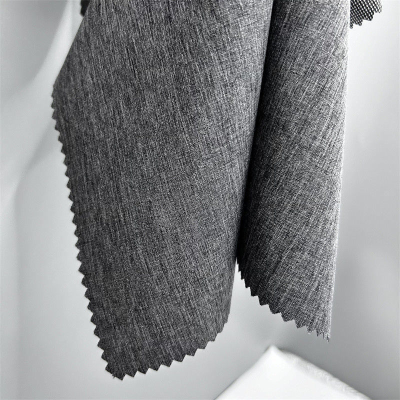 Dual Tone Pearl Dot Cationic Polyester Stof Met Vierweg Stretch Linnen-achtige Textuur Op Het Oppervlak